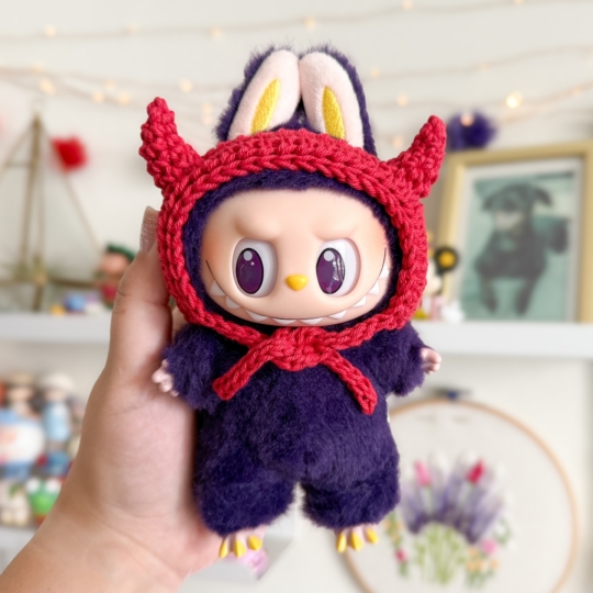 Handmade Crochet Devil Horn Hat for Dolls